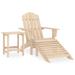 Irfora Patio Adirondack Chair with Ottoman and Table Solid Fir Wood