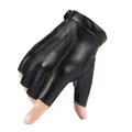 Gants de conduite en cuir PU demi-doigts pour hommes et femmes mitaines sans doigts pour amoureux