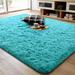 Ompaa Soft Fluffy Area Rug for Living Room Bedroom 4x6 Teal Blue Plush Shag Rugs Fuzzy Shaggy Accent Carpets for Kids Girls Rooms Modern Apartment Nursery Dorm Indoor Furry Decor