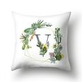 Green Succulent Flowers English Alphabet Home Soft Cushion Cover