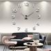 DIY Wall Clock 3D Frameless Wall Clock Mirror Surface Decorative Clock Large Wall Sticker Clock Decoration for Home Apartment Office - Silver