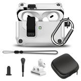 Case for AirPods Pro 2nd Generation 2022 with Secure Lock Clip TPU+PC Silicone Airpod Pro 2 Case for Men Women Shockproof Protective Cover for AirPods Pro 2nd Generation(2022) White