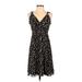 BCBGMAXAZRIA Casual Dress - A-Line V Neck Sleeveless: Brown Animal Print Dresses - Women's Size X-Small - Print Wash