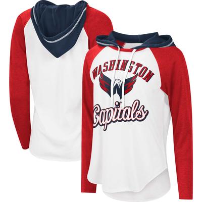 G-III Sports by Carl Banks Leichtes Raglan-T-Shirt mit Kapuze der Washington Capitals MVP für Damen, Weiß/Rot Image