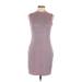 Say What? Casual Dress - Sheath Mock Sleeveless: Purple Solid Dresses - Women's Size Large