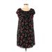 Vince Camuto Casual Dress - Mini Scoop Neck Short sleeves: Black Floral Dresses - Women's Size Medium