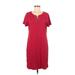 Karen Scott Sport Casual Dress - Shift Scoop Neck Short sleeves: Red Print Dresses - Women's Size Medium