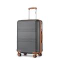 Kono Medium 24 Inch Luggage Lightweight ABS Hard Shell Trolley Travel Case with TSA Lock and 4 Wheels Fashion Suitcase 2 Year Warranty Durable (24", Grey/Brown)