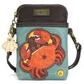 CHALA Crossbody Cell Phone Purse - Women PU Leather Multicolor Handbag with Adjustable Strap, Orange Crab - Teal, One Size, Cell Phone Xbody