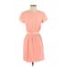 Club Monaco Casual Dress - Mini Crew Neck Short Sleeve: Pink Solid Dresses - Women's Size 0
