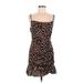 Shein Cocktail Dress - Mini: Tan Leopard Print Dresses - Women's Size 6