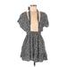 C+D+M Collection Casual Dress - A-Line Plunge Short sleeves: Black Floral Dresses - Women's Size Medium