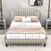 Latitude Run® Albia Upholstered Platform Bed w/ Headboard Linen in Gray/Black/Brown | 45 H x 64 W x 85 D in | Wayfair