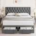 Red Barrel Studio® Bed Frame w/ 2 Storage Drawers Upholstered/Metal in Gray | 44.8 H x 57.4 W x 79.1 D in | Wayfair