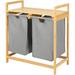 Rebrilliant Gabrialle Bamboo Laundry Sorter w/ Handles & w/ Lid Bamboo in Gray | 28.7 H x 13 W x 25 D in | Wayfair 762BE40973404409BA19A8198DA39FD3