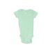 Carter's Short Sleeve Onesie: Blue Solid Bottoms - Size Newborn