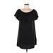 Sugar Lips Casual Dress - Shift Boatneck Short sleeves: Black Print Dresses - Women's Size Medium