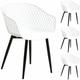 Lot de 4 chaises de salle à manger ou cuisine madeira en plastique blanc et 4 pieds en métal noir