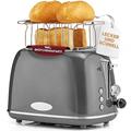 ProfiCook® Toaster in stylish vintage design, 2 slices toaster with wide slot (extra wide toast slots) and solid metal housing, retro toaster with bun attachment, PC TA 1193 anthracite