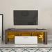 Modern LED TV Stand for 55" TV with The Toughened Glass Shelf,Brown/White-51.18"W x 13.78"D x 17.72"H - 50 in