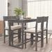 Rectangular 5-Piece Wood Fixed Dining Table Set with Linen Fabric Chairs and Wood Dining Table for Dining Room