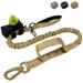 Annalovic Bungee Dog Leash with Dog Waste Bag Dispenser No Pull Tactical Dog Leash for Shock Absorption with 2 Control Handle Car Seat Belt Clip and Highly Reflective Threads (MAX: 4.5FT Brown)