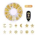 1 Boxes Nail Art Rhinestones 3D Nail Art Decorations Mix Size Nail Beads Glitter Rhinestones Gold Metal Hollow Rivet Nail Art Star Moon Sun Nail Accessories for DIY Nail Design