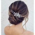 Jeairts Leaf Bride Wedding Hair Comb Rhinestone Pearl Bridal Hair Pieces Flower Wedding Headpiece for Brides Crystal Hair Accessories for Women and Girls (1-Silver)