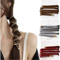 LURVFUEH 3 PCS Braid Accessory Ponytail Leather Hair Ties Bendable Spiral Loc Long Hair Styling Accessories for Women Girls (Brown+Red+Gray)