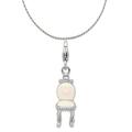 Carat in Karats Sterling Silver Polished Finish Rhodium-Plated 3-D Enameled Vanity Chair Charm With Fancy Lobster Clasp Pendant (32mm x 9mm) With Sterling Silver Rope Chain Necklace 20