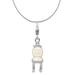 Carat in Karats Sterling Silver Polished Finish Rhodium-Plated 3-D Enameled Vanity Chair Charm With Fancy Lobster Clasp Pendant (32mm x 9mm) With Sterling Silver Rope Chain Necklace 20