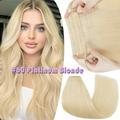 Hidden Secret Clip in Extensions Real Hair Wire in Weft One Piece THICK Human Hair Extensions Headband With 4 Clips Adjustable Blonde