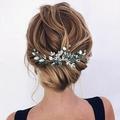 Jeairts Leaf Bride Wedding Hair Comb Silver Rhinestone Bridal Hair Pieces Glitter Green Crystal Wedding Headpiece Flower Hair Side Combs Bridal Hair Accessories for Women