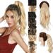 My-Lady 100% Remy Human Ponytail Hair Extension Wrap Around Real Curly Wavy Human Hair Hairpieces 18inch #02 Dark Brown