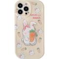 Yellow Bunny Phone Case Compatible with iPhone 14 Pro Cute 3D Korea Lovely Rabbit Carrot Cartoon Case with Rabbit Hold Stand for Women Girls