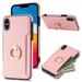 Allytech Wallet Case for Apple iPhone XS/ X 5.8 With Ring Holder Cash Pocket Kickstand Shockproof Slim Shell PU Leather TPU Back Cover Wallet Phone Case for Apple iPhone XS / X - Pink