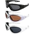 3 Pairs of Hurricane Eyewear Category 5 Jet & Water Ski Floating Sunglasses to Goggles Hybrid - White Frames with Driving Mirror & Polarized Smoke Lenses - Black Frame with Polarized Smoke Lens