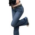 TIANEK Girls Flare Jeans Fashion Full-Length Womens Jeans High Waisted Denim Pants Versatile Motorcycle Jeans 2023