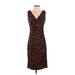 Lauren by Ralph Lauren Cocktail Dress - Sheath V-Neck Sleeveless: Brown Leopard Print Dresses - Women's Size 2