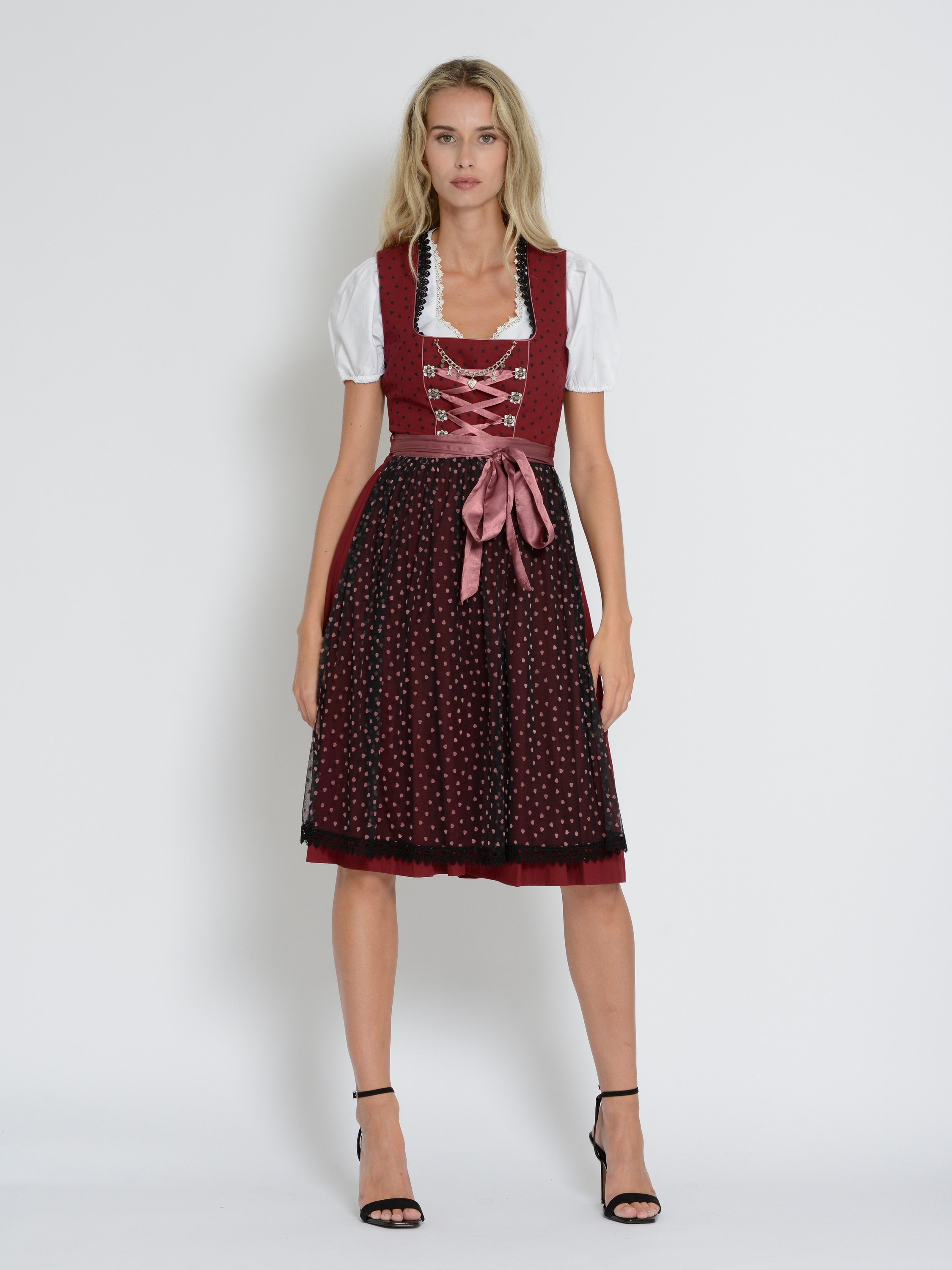 Dirndl JCC "31023115", Damen, Gr. 38, Normalgrößen, lila (berry), Obermaterial: 100% Baumwolle ; Futter: 100% Baumwolle ; Schürze: 100% Polyester; Acc.: 100% Metal, Kleider Image