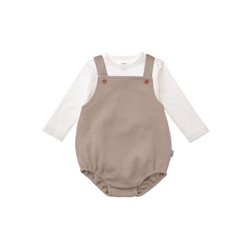 Strampler LILIPUT Gr. 74/80, EURO-Größen, beige (beige-weiß) Baby Overalls bestehend aus Latzshorts und Langarmshirt