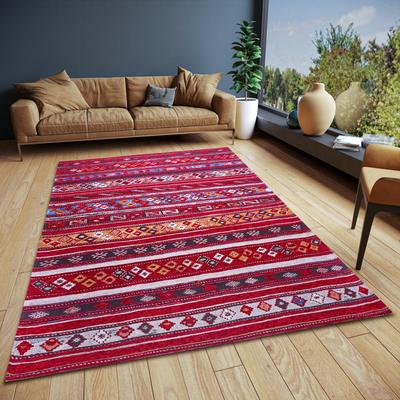 Teppich HANSE HOME "Yara", bunt (dunkelrot,bunt), B:75cm H:5mm L:150cm, Polyester, Teppiche, Flachgewebe robust, Anti-Slip, Boho Design, moderne Farben Image