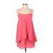 Glam Casual Dress - A-Line V Neck Sleeveless: Pink Print Dresses - Women's Size P Petite