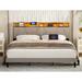 Ivy Bronx Gearl Upholstered Bed w/ Storage Shelf Headboard & Charging Station Upholstered, Solid Wood in Brown | 43.1 H x 72 W x 88.8 D in | Wayfair