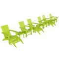 Beachcrest Home™ Laprade 12 Piece Modern Poly Folding Adirondack Chair w/ Ottoman & Outdoor Side Table Plastic in Green | Wayfair