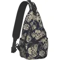 Skull Rose Sling Bag Crossbody Travel Hiking Chest Backpack Shoulder Daypack for Women Men