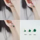 CCFJOYAS 925 Sterling Silver 14K Gold Plated Emerald Green Stud Earrings mini Japanese and Korean