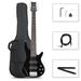Fithood Glarry Full Size GIB 6 String H-H Pickup Electric Bass Guitar Bag Strap Pick Connector Wrench Tool Black