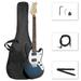 Full Size 6 String H-H Pickup Electric Guitar Kit with Carry Bag Strap Wrench Tool Blue