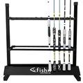 FISHN® Rod Rack for 24 fishing rods, 100% aluminum, rod holder, fishing rod holder - 72 x 70 x 30 cm (BLACK)